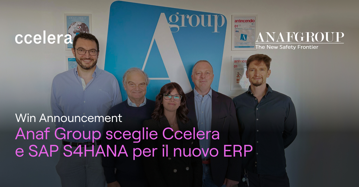 Anaf Group sceglie Ccelera e la soluzione SAP S4HANA per l’ERP